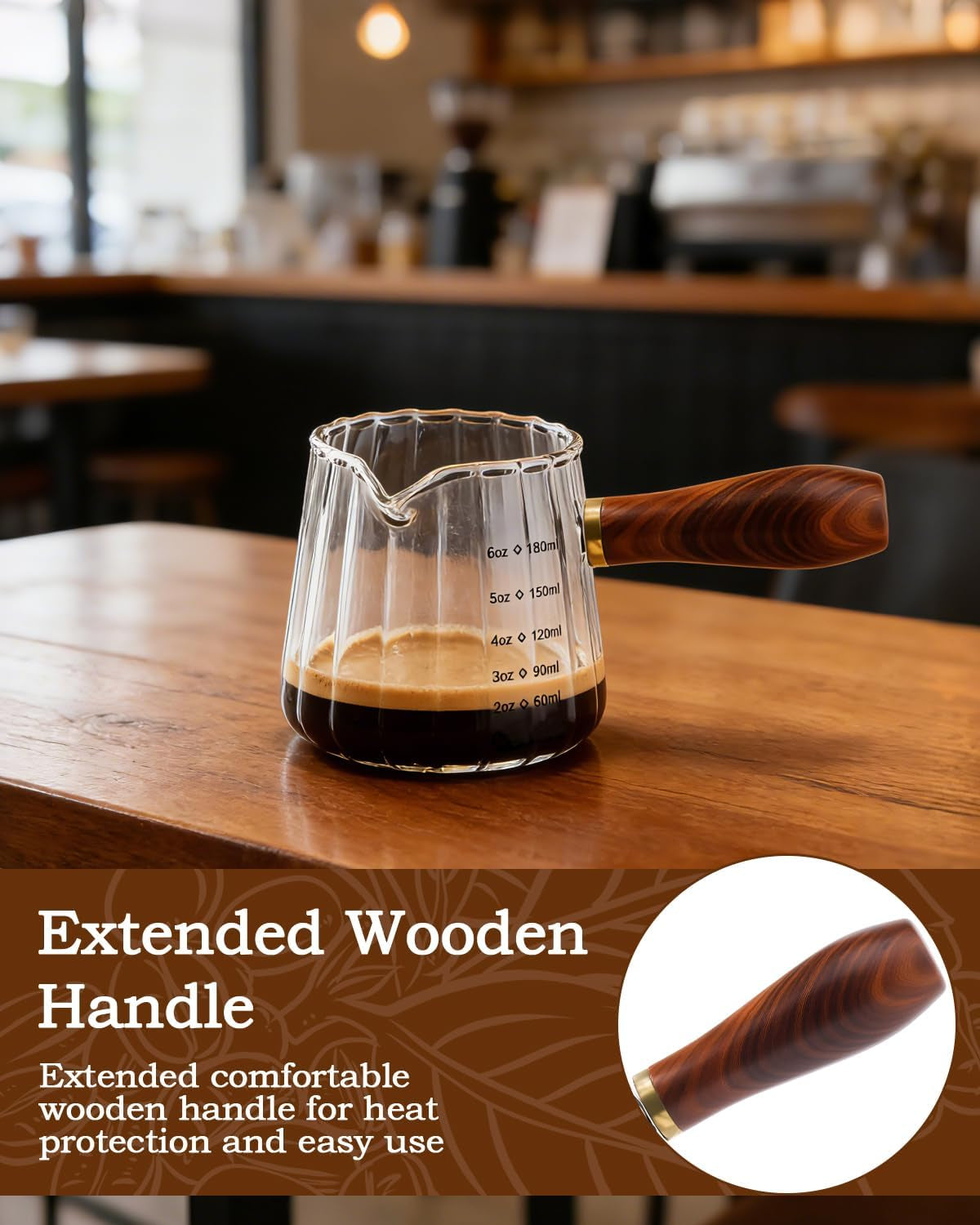 espresso-measuring-cup-6oz-borosilicate-glass-espresso-cups-with-wood-handle-2-71in-long-grip-v-shaped-spout-ribbed-milk-frothing-cup-for-coffee-latte-tea-syrup-espresso-accessories