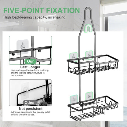 Shower Caddy Hanging,Rustproof Anti-Swing Shower Organizer2