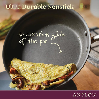 Advanced Home Hard-Anodized Non Stick Frying Pans Set | Durable Nonstick Frying Pan Set 10" & 12", Suregrip Handle, Easy to Clean, Dishwasher & Oven Safe (Bronze)6
