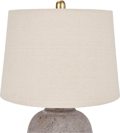 Home 23" Greyish Brown Earth Tone Rustic Farmhouse Ceramic Table Lamp for Bedroom, Living Room, Dining, Office, with Beige Linen Shade6