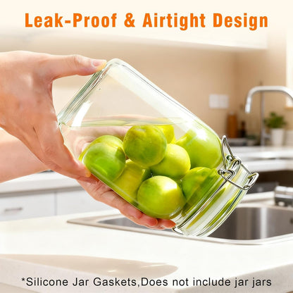 3.75 Inches Diameter Rubber Seals for Glass Jars, 6 Pcs Food Grade Airtight Replacemen Silicone Jar Gaskets, Leakproof Gasket Sealing Rings for Canning Mason Jars, Fits Most Sizes (White and Orange)5