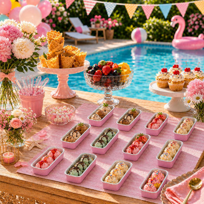 Mini Loaf Pans with Lids, 50 Pack Pink 6.8Oz for Party Favors | Fits Tartlets, Pudding Desserts, Loaf Slices and Sweet Samples; Single-Base Workflow Helps Limit Dish Handling.2