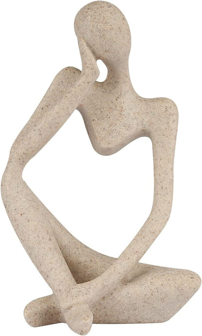 Sandstone Resin Thinker Statue Style Abstract Sculpture, Sandstone, Left | Small Statue Collectible Figurines, Modern Aesthetic Ornament for Home Office Bookshelf Desktop Coffee Table Decor1