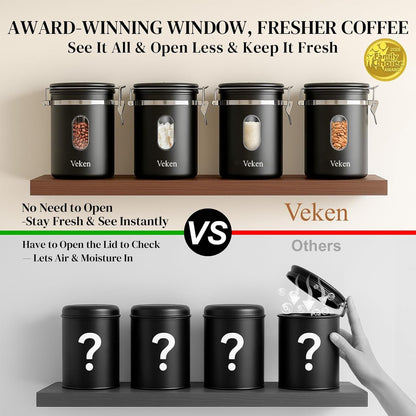 Coffee Canister with Window, Airtight Stainless Steel Container, 22OZ4