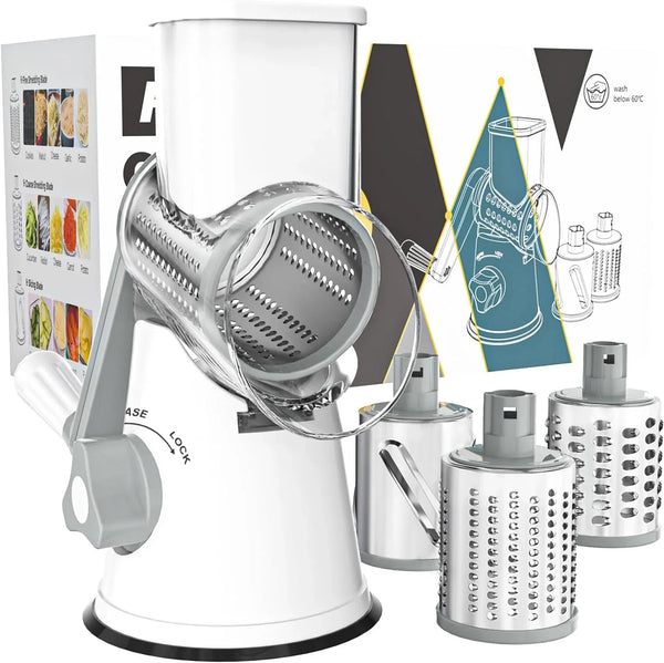 Rotary Cheese Grater Hand Crank Cheese Shredder, White1
