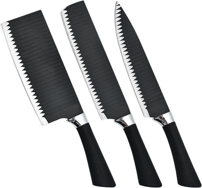 Black Chopping Knife Non-Stick Wave Pattern Kitchen Knives Multi-Purpose Kitchen Knife Meat Cleaver Chef'S Knife(1)5