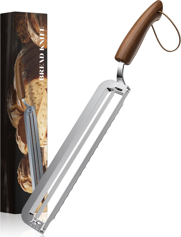 Adjustable Bread Knife for Homemade, Thickness Guide, Raised Handle, Right1