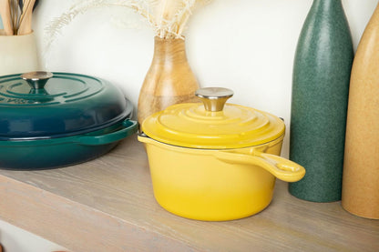4-Piece Enameled Cast Iron Set, Oven Safe and Suitable for All Cooktops – Includes 5.7 Quart Dutch Oven Pot with Lid and 2.2 Quart Saucepan with Lid (Limoncello)8
