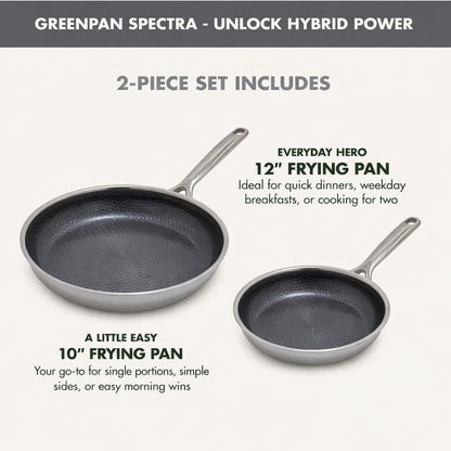 Spectra 10" & 12" Frying Pan Skillet, Hybrid Tri-Ply Stainless Steel, Pfas-Free Ceramic Nonstick Textured Cooking Surface, Induction Cookware, Diswasher Safe, Oven & Broiler Temp to 850˚F4