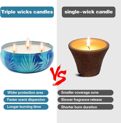 Citronella Candles Outdoor, 12 Oz Large Citronella Candles for Patio 3 Pack, 240-Hour Total Burn Time, Natural Soy Wax Outdoor Candle for Backyard, Deck, Garden, Camping, Summer Parties5