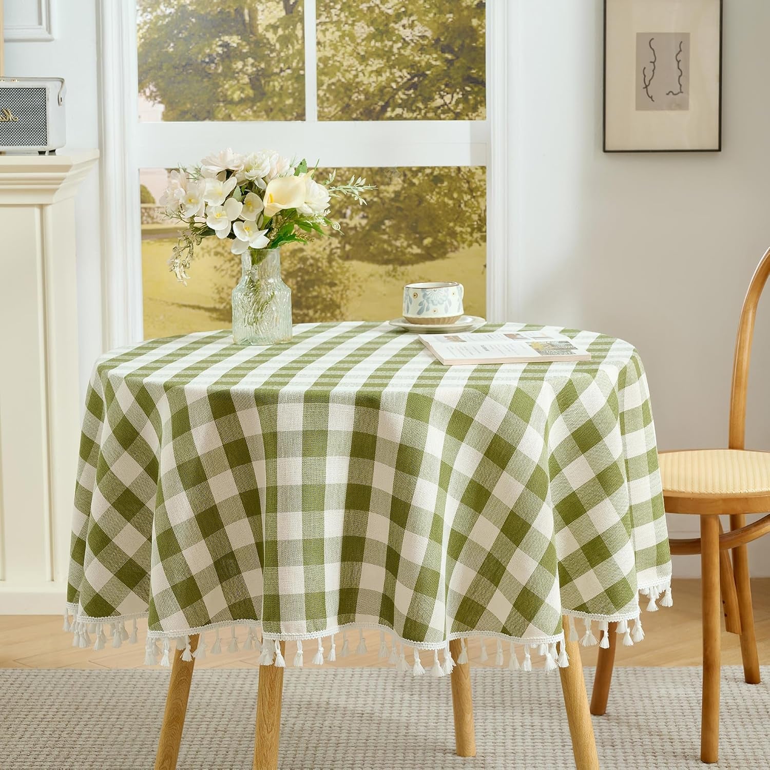 round-gingham-tablecloth-60inch-cotton-linen-style-green