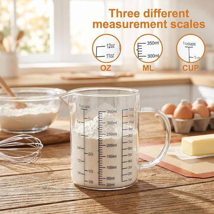 Graduated Glass Measuring Cup with Handle 350ML (12Oz, 1 1/2Cups)3