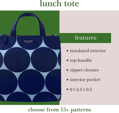 Kate Spade New York, Portable Soft Cooler Lunch Bag with Silver Insulated Interior Lining and Storage Pocket, Joy Dot3