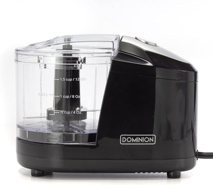 1.5 Cup - Electric Mini Food Chopper - Vegetable & Fruit Cutter - Premium Stainless Steel Blades with Safety Lock Cover - One Step/Touch Button - Non-Skid Rubber Feet - Black1