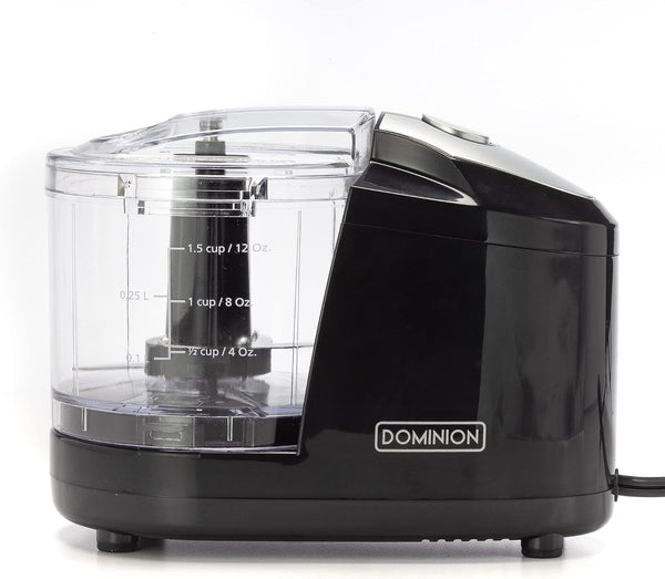 1.5 Cup - Electric Mini Food Chopper - Vegetable & Fruit Cutter - Premium Stainless Steel Blades with Safety Lock Cover - One Step/Touch Button - Non-Skid Rubber Feet - Black1