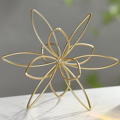 8" Gold Decorative Sphere, Metal Floral Tabletop Sculpture, Abstract Tabletop Decorative Ball for Home Metal Sphere Decor2
