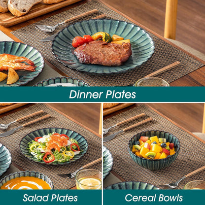 12 Pieces Dinnerware Sets for 4, Ceramic Plates and Bowls Sets8