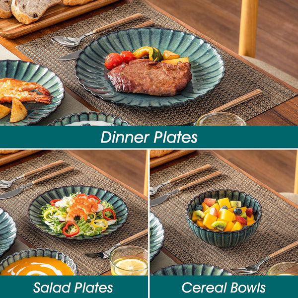12 Pieces Dinnerware Sets for 4, Ceramic Plates and Bowls Sets8