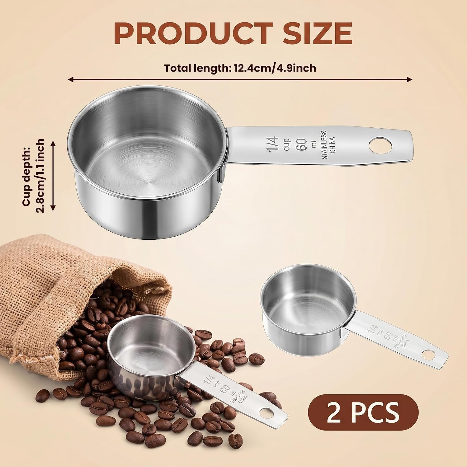 2-pcs-1-4-cup-stainless-steel-measuring-cups-60-ml-2-oz-metal-measuring-scoop-kitchen-scoop-for-wet-dry-ingredients-coffee-cooking-baking-dishwasher-safe