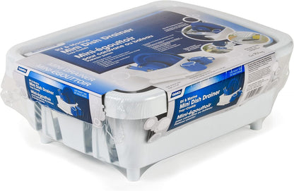 RV Mini Dish Drainer & Tray - Features a Sloped Drain Tray Design, Heavy-Duty Construction - Ideal for Small Spaces, Apartments, Boats, and More -9.5"L X 11.7"W X 4.75"H - White (43511)9