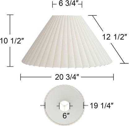 Antique Extra Large White Box Pleat Shade 6.75X20.75X12.5 (Spider) Set 2 | Pre-Assembled 6.75" Top X 20.75" Bottom X 10.75" High X 12.5" Slant Replacement for Table + Floor Lamps Empire Harp + Finial4