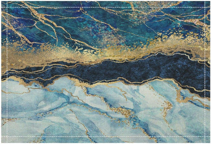 Marble Placemats Set of 4, Blue Black Gold Abstract Marble Texture Print Placemats Table Mat for Home Dining Table Kitchen Party Decor 12X18 in 4 PCS5