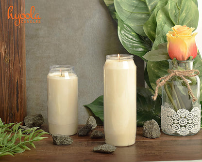 9 Day Prayer Candles 7 Inch Tall Pillar Candles for Religious, Memorial, Party Decor, Vigil and Emergency Use - Vegetable Oil Wax in Plastic Jar Container, White (Pack of 10)5
