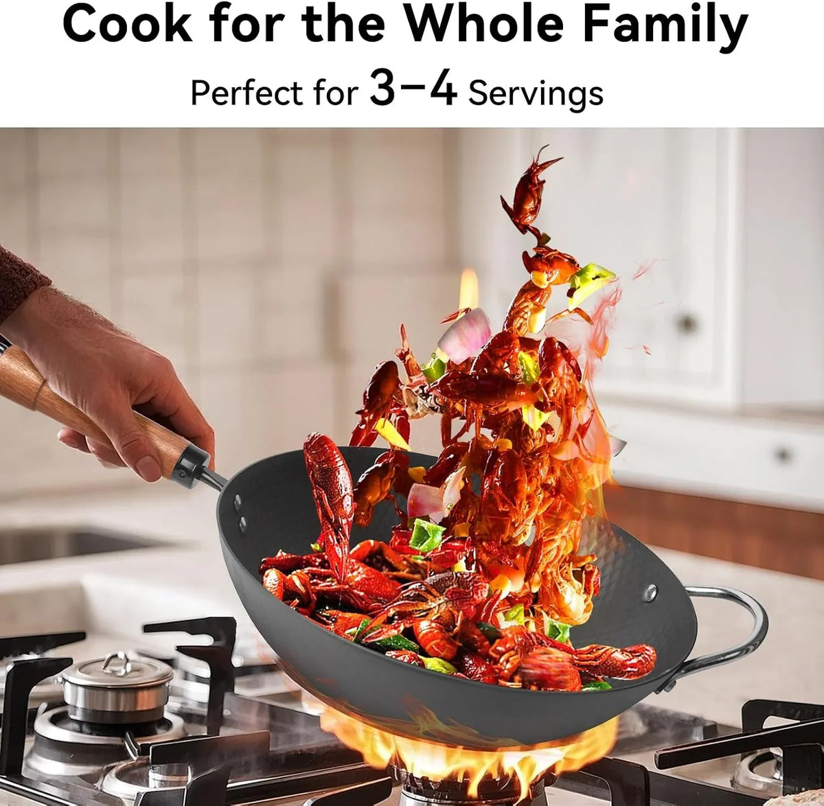 carbon-steel-wok-with-lid-12-6-hammered-stir-fry-pan-with-helper-handle-iron-spatula-thickened-heavy-duty-flat-bottom-wok-for-induction-electric-gas-stoves-metal-utensil-safe