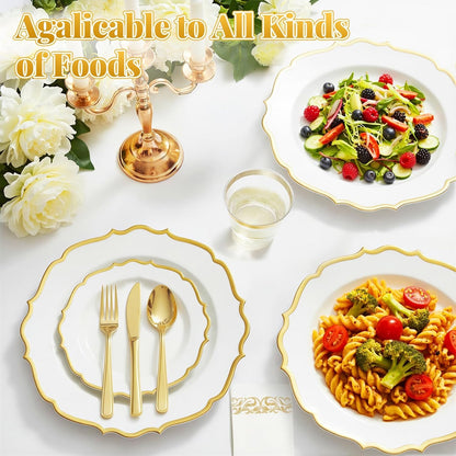 175 Piece Disposable Plastic Plates Dinnerware Set for 25 Guests2