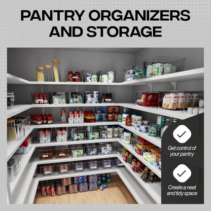 Clear Plastic Storage Bins – Pantry Organizers & Storage Containers, Cabinet Organizer - Home Organization Must Haves for Kitchen, Laundry Room, Office, Closet, Garage & Freezer2