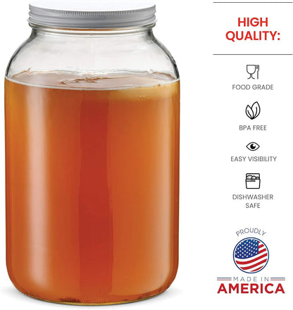 1 Gallon Glass Jar with Lid, Wide Mouth Sun Tea Jar, 2 Pack | Large Glass Jar with Lid, Gallon Mason Jar, Airtight, Bpa-Free, Dishwasher Safe, Wide Mouth for Fermenting, Canning, Kombucha5