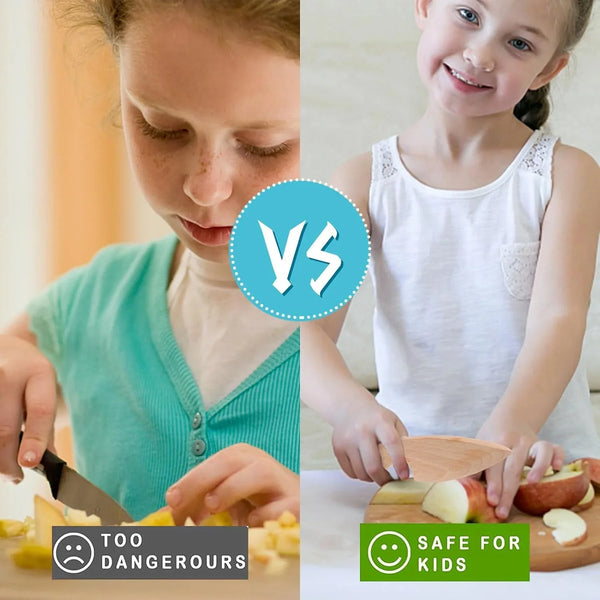 7 Pieces Wooden Kids Knife Toddler Knife Set | Toddler Cutting Board and Knife, Real Cooking Kitchen Tools Toddlers for Cutting Veggies Fruits Salad Cake2