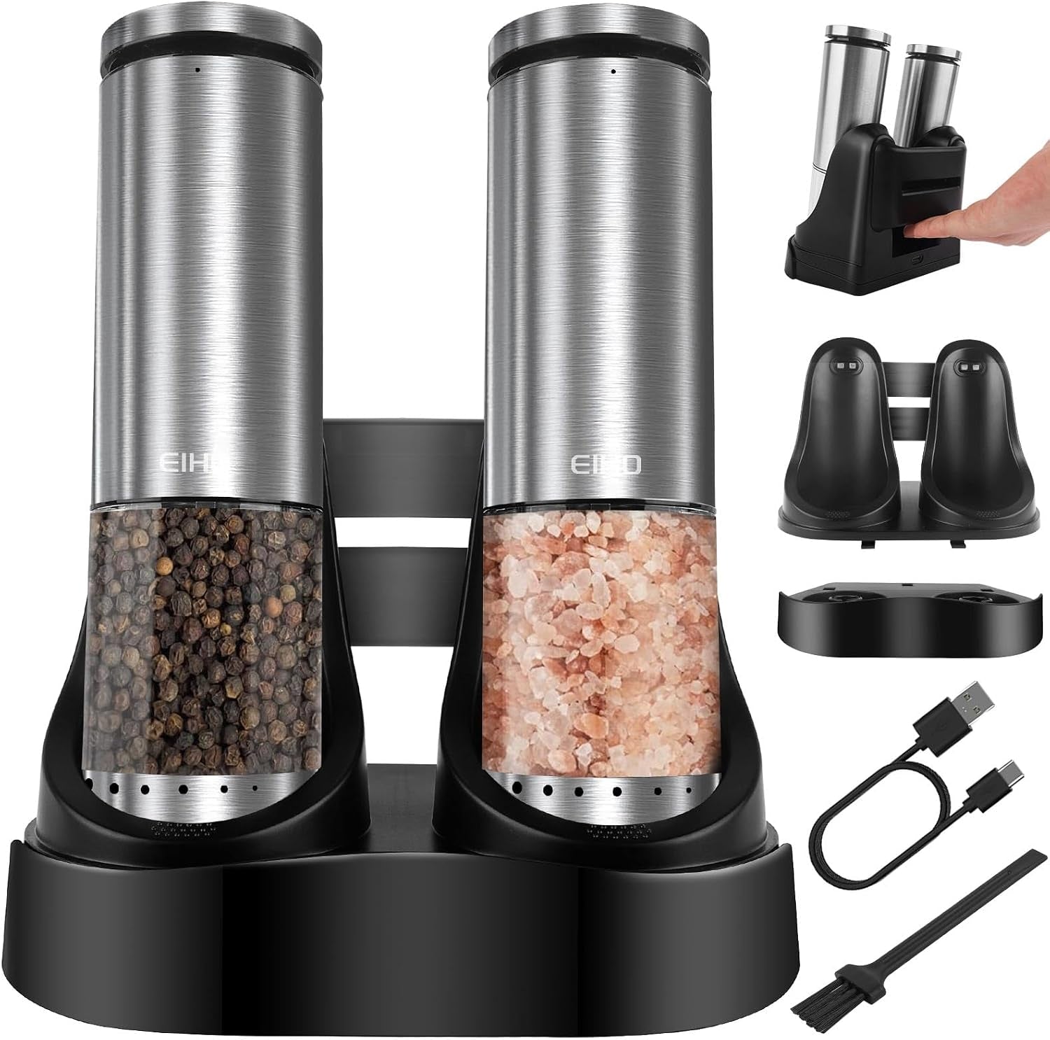 electric-salt-and-pepper-grinder-set-usb-rechargeable-upgraded-external-adjustable-coarseness-stainless-steel-automatic-salt-and-pepper-shakers-mills-with-led-light-house-warming-cooking-gifts