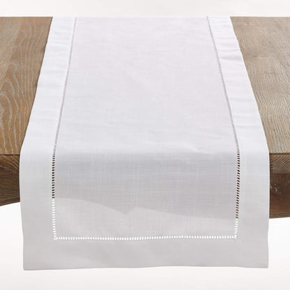 Hemstitched Border Table Runner, White, 16"X120"1