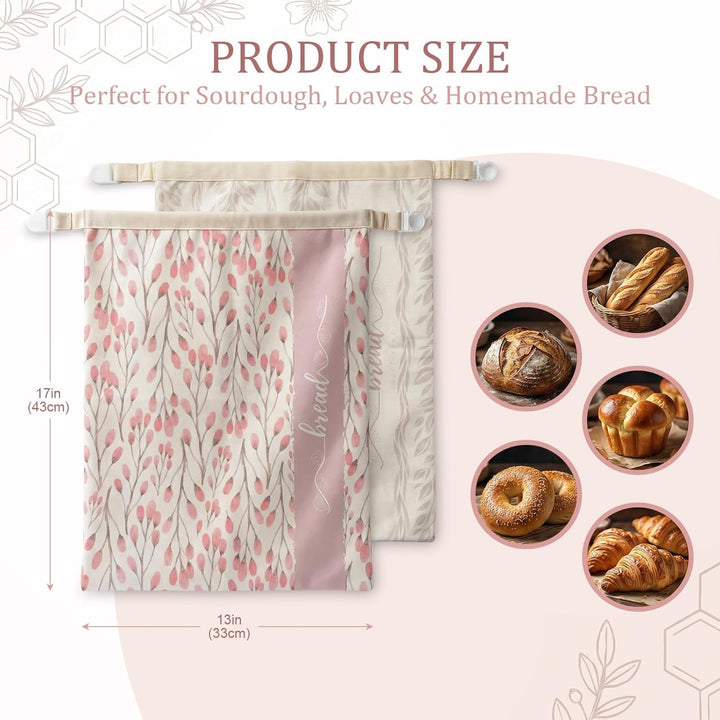 Beeswax Bread Bags for Homemade Sourdough, XL 2 Pack Reusable Bags | 100% Cotton with Beeswax Lining, Secure Lock Closure, Keeps Bread Fresh & Crust Crisp, Plastic Bag Alternative+2