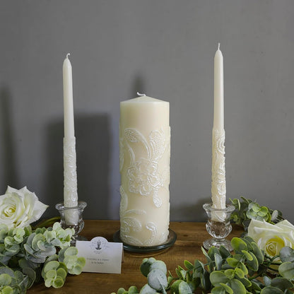 11.50 Inch High Cream Wedding Unity Candle Set Includes 1 Pillar and 2 Taper Candles Great for Weddings as Well as Special Events and Emergency Lighting or for Reiki Spa Meditation2