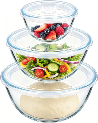 Glass Mixing Bowls with Airtight Lids Set for Cooking Prep Serving1