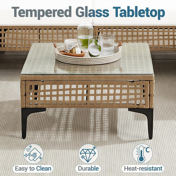 7 Piece Outdoor Patio Furniture Set with Coffee Table - Dark Blue8