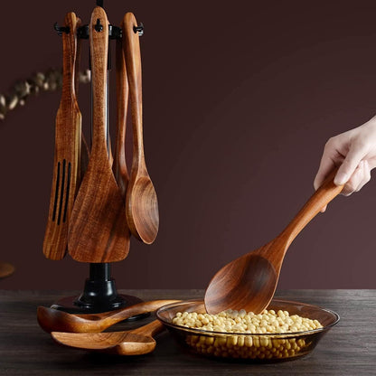 Wooden Spoons for Cooking,12 Wood Kitchen Utensils Set with Comfort Grip5