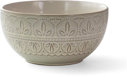 White Lace 16 Piece round Scallop Stoneware Dinnerware Set in White7