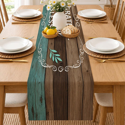 Grateful Thankful Blessed Table Runner,Kitchen Dining Room Table Runner for Indoor Outdoor Home Party Seasonal Decor,13X70 Inch1