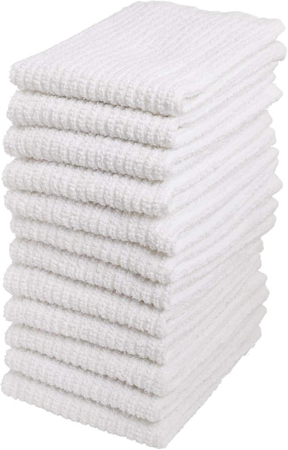 Dish Cloths, 12"X12" Dish Rags, 100% Cotton Kitchen Towels, 12 Pack | Dish Rags for Washing Dishes, White Dish Towels, Super Absorbent Kitchen Towels for Home & Bar, Bar Mop Towels1