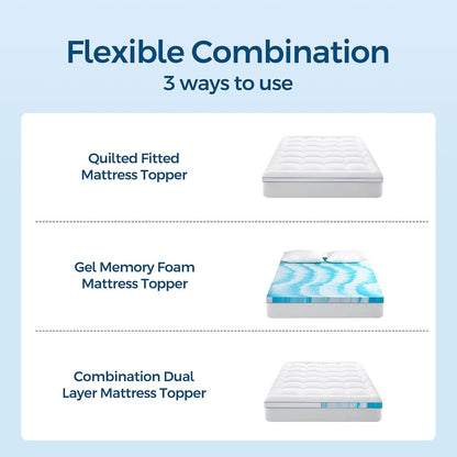 Premium Dual Layer 4 Inch Memory Foam Mattress Topper, 2 Inch Gel Memory Foam and 2 Inch Pillow Top Mattress Pad Cover for Back Pain, Extra Thick Comfort Support（Twin XL 39"X80"）7
