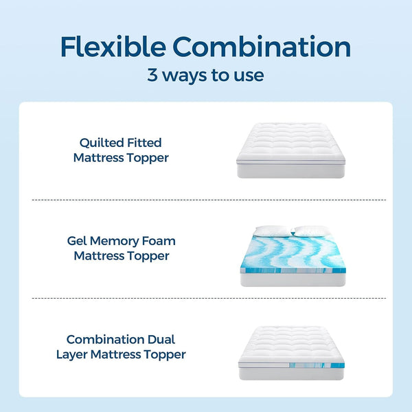Premium Dual Layer 4 Inch Memory Foam Mattress Topper, 2 Inch Gel Memory Foam and 2 Inch Pillow Top Mattress Pad Cover for Back Pain, Extra Thick Comfort Support（Twin XL 39"X80"）7