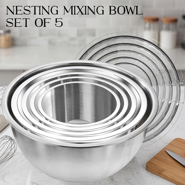 Premium Mixing Bowls, 304 Stainless Steel, See-Through Airtight Lids5