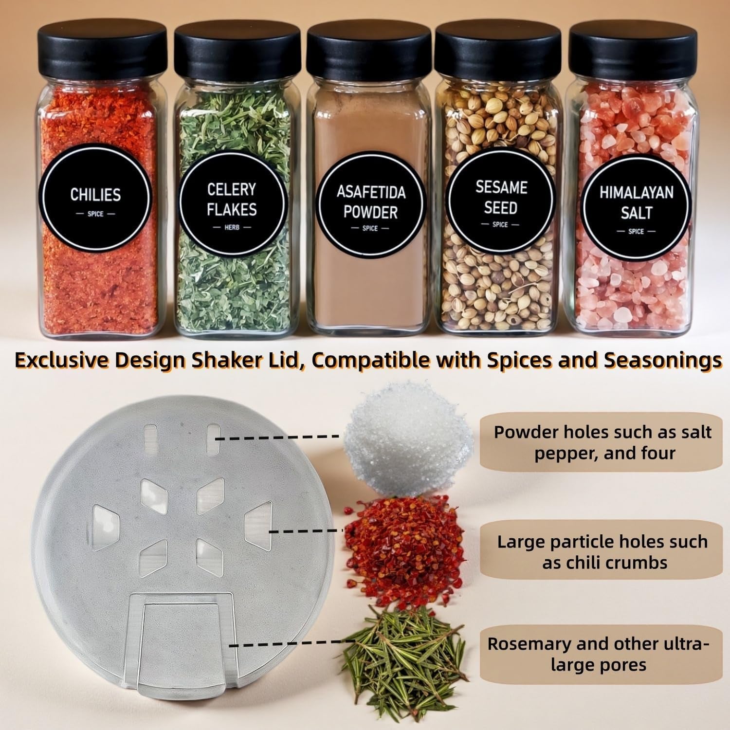 spice-jars-with-labels-24-glass-spice-with-shaker-lids-airtight-plastic-caps-4oz-complete-seasoning-containers-organizer-set-for-cabinet-drawer-rack-black