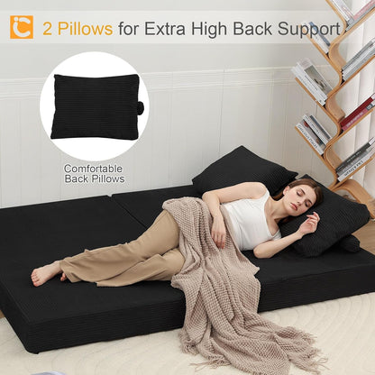 Futon Sofa Bed, Convertible Sofa Bed, Folding Boneless Couches5