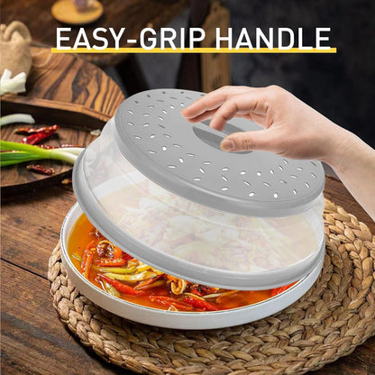 2 Pack Collapsible Microwave Splatter Cover, Red & Grey | Vented Microwave Splatter Guard, Food Cover with Hook Hole, Vegetable Fruit Colander Multi-Function Kitchen Gadget3