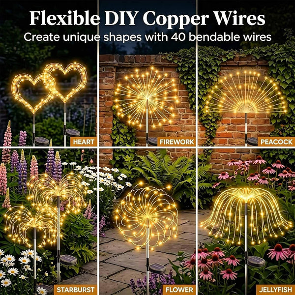 Solar Fireworks Lights Outdoor Waterproof 4 Pack Solar Garden Light8