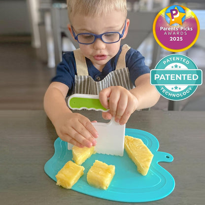 Toddler Knife Set for Real Cooking | Safe Kids Cutting | Ages 2-5 | Montessori Kitchen Tools | 2 Patented Choppers 3 Kid Safe Knives | BPA Free Dishwasher Safe | Birthday Christmas Gift3